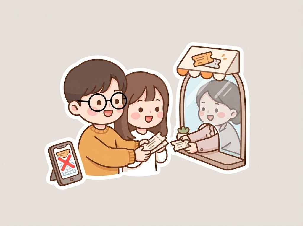 저희는 현장 매표소에서 무료 표를 받았습니다
