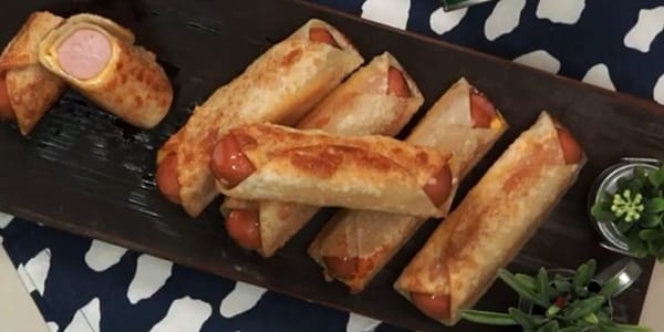 초간단 맥주 안주! 소시지 만두피 롤